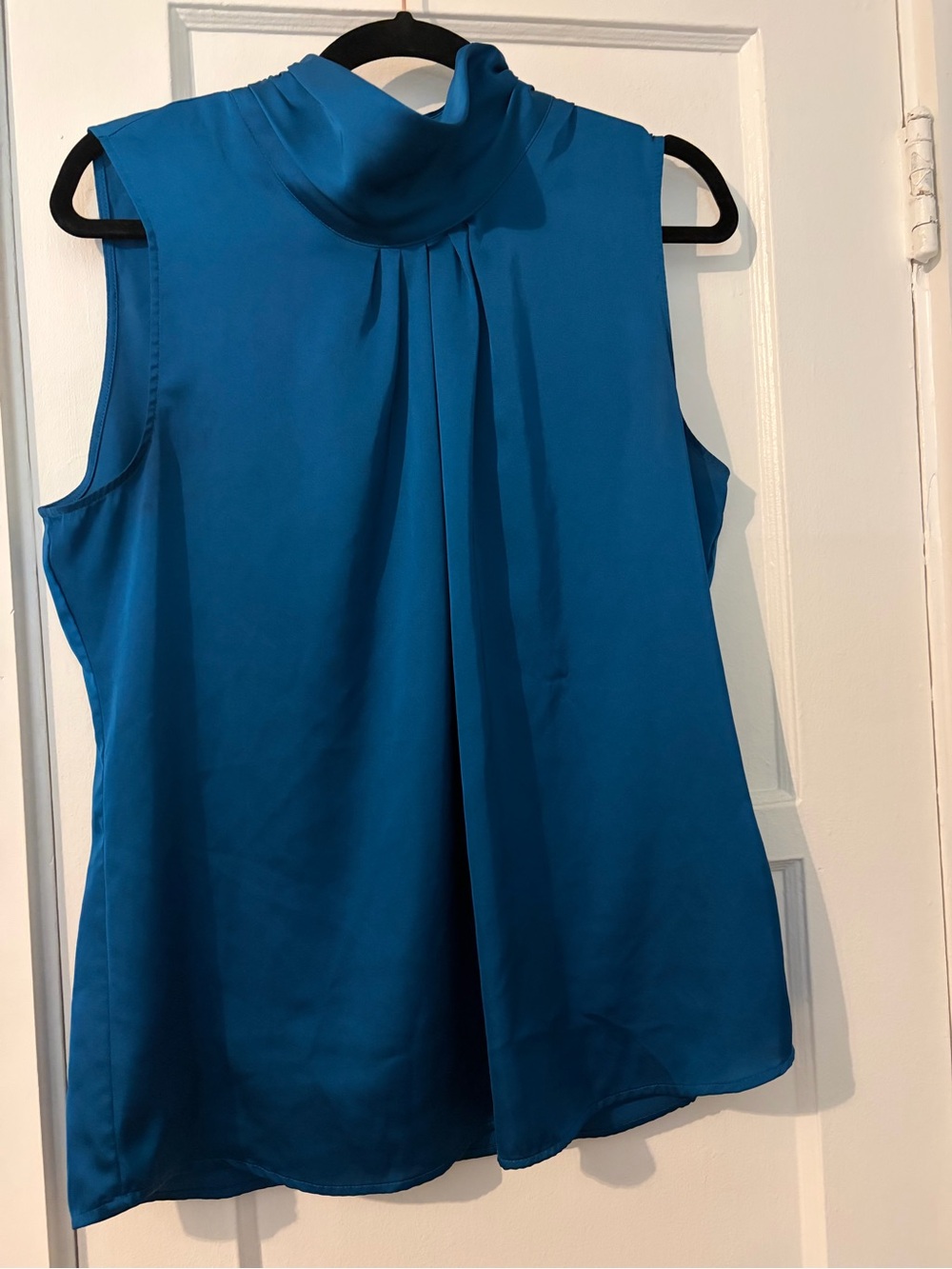 New York & Company Teal Blue Sleeveless Mock Neck Blouse